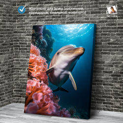 Картина на стену, интерьерная "Морские обитатели", 150 см х 70 см