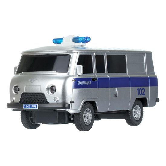 Машина р/у УАЗ 452 ПОЛИЦИЯ, 18 см, сереб, кор. Технопарк