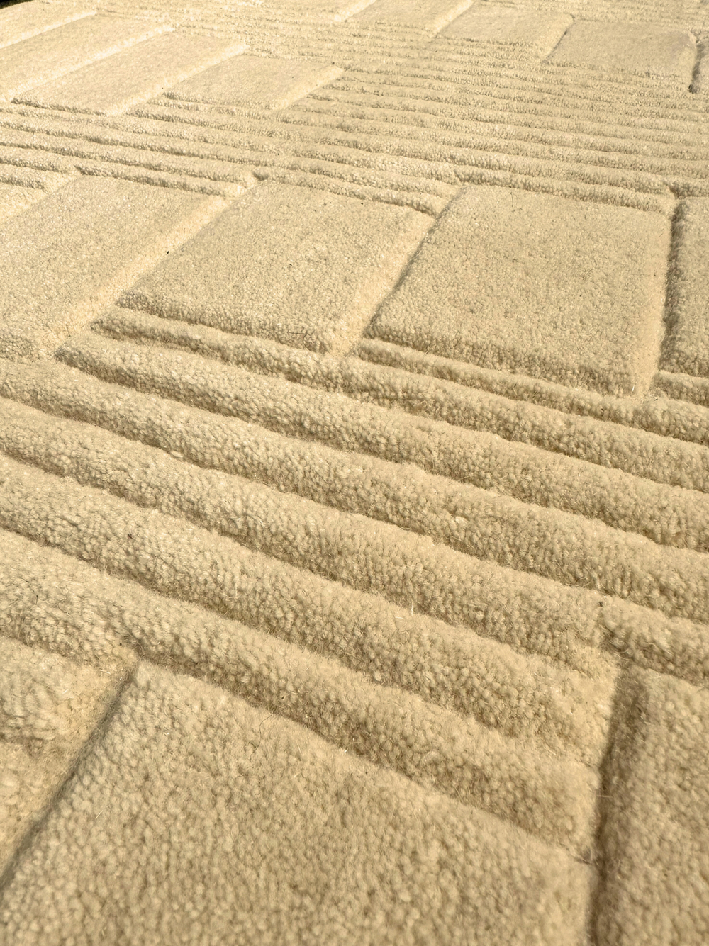 Handwoven Carpet Carving | Cream, Brown