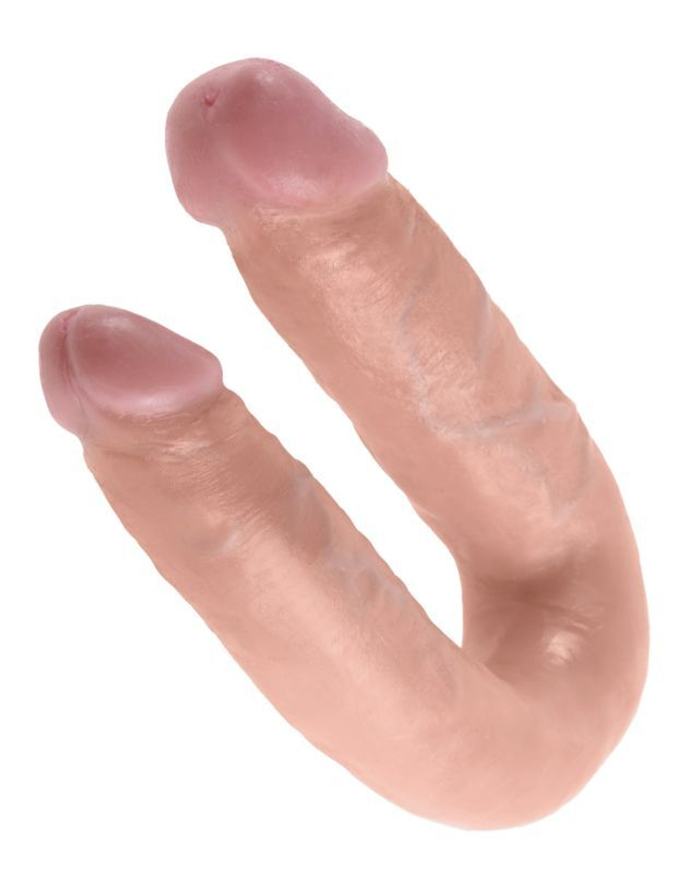 King Cock U-Shaped Medium Double Trouble Flesh - Двусторонний дилдо