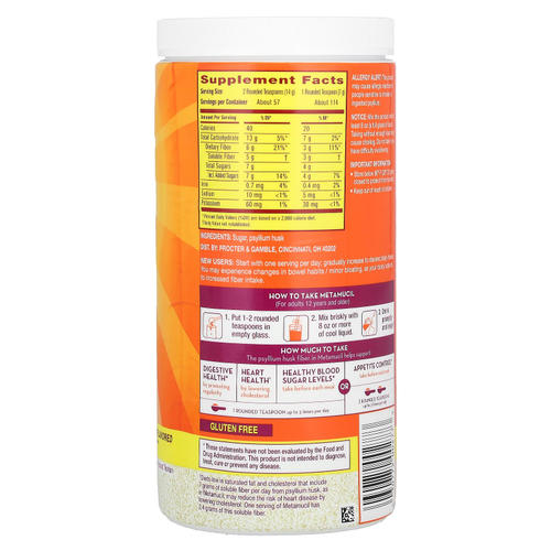 Metamucil, 4-в-1 клетчатка, без добавок, 798 г (28,1 унции)