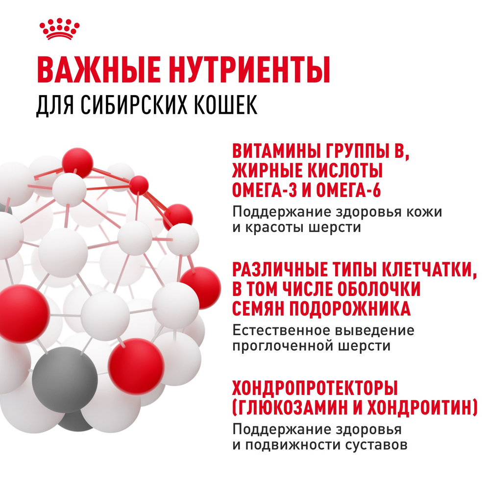 Royal Canin Siberian Adult Сибирская Эдалт Корм сухой для взрослых кошек сибирской породы от 1 года и старше 400г
