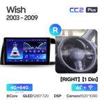 Teyes CC2 Plus 10,2" для Toyota Wish 2003-2009 (прав)