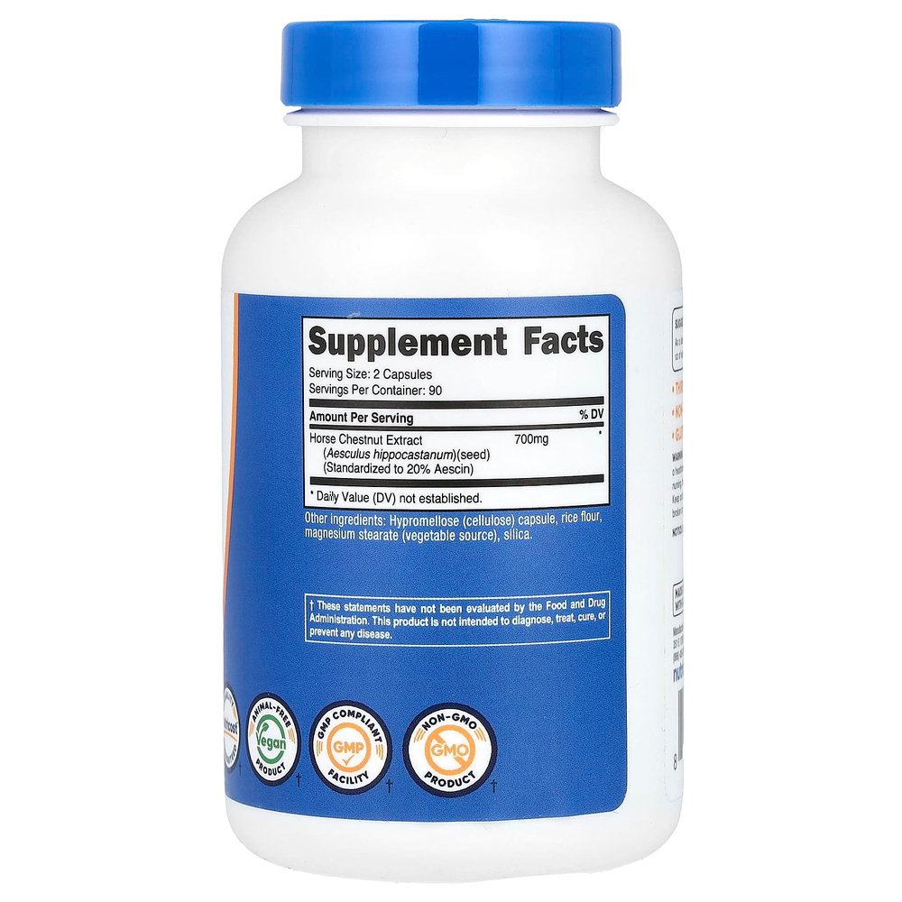 Nutricost, Конский каштан, 180 капсул (350 мг на капсулу)