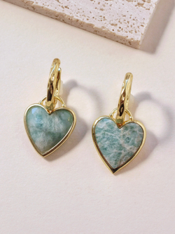 Серьги сердечки из амазонита