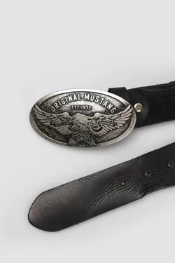 Ремень взрослый MUSTANG Leather belt in 40 mm with buckle in polished silver