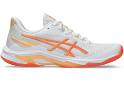Женские кроссовки для бадминтона/сквоша Asics Netburner Ballistic FF 4 — white/vivid coral