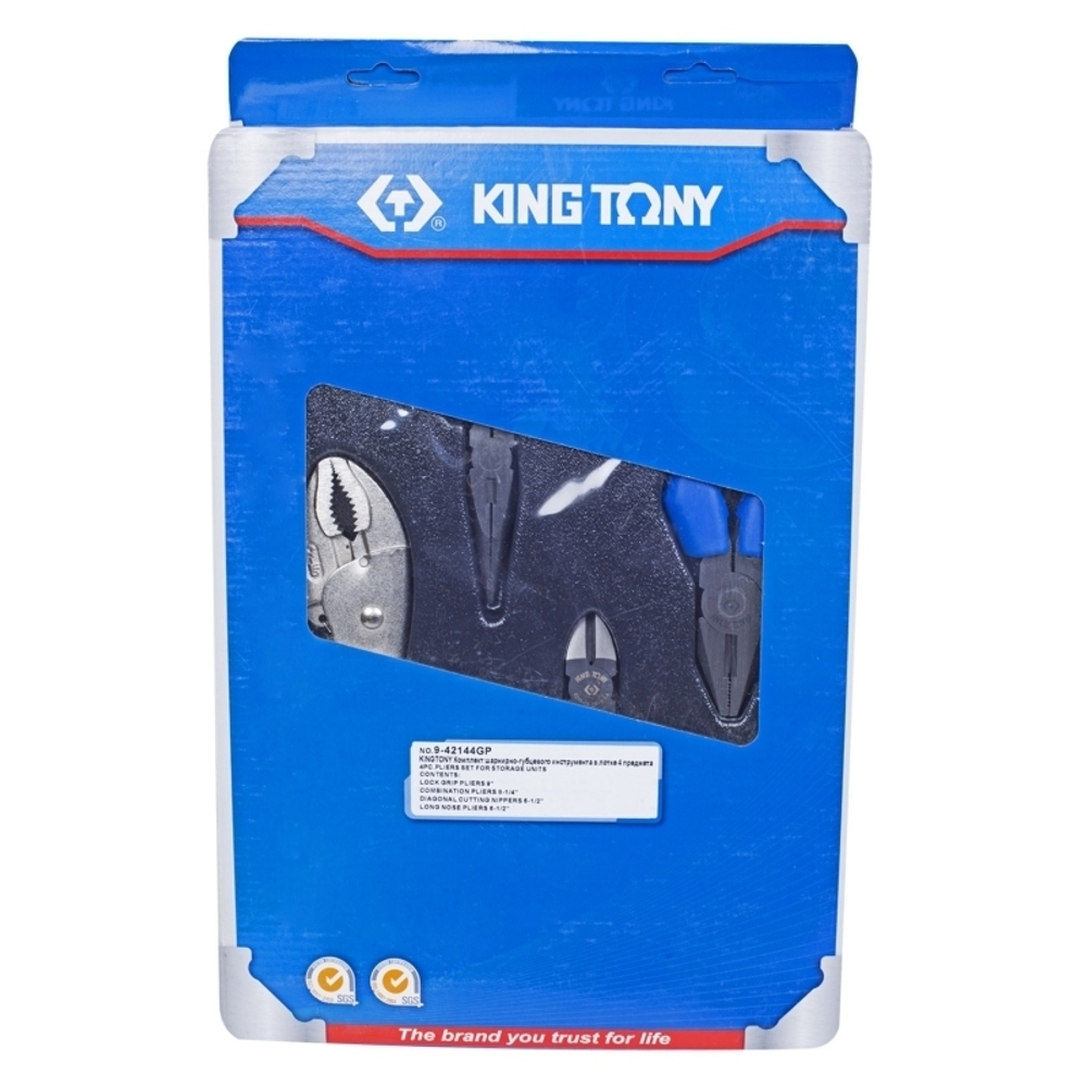 KING TONY (9-42144GP) Набор пассатижей и бокорезов, ложемент, 4 предмета