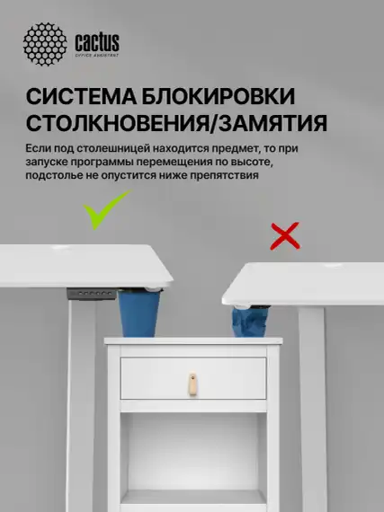 Стол для компьютера Cactus CS-ED электропривод столешница МДФ белый каркас белый (CS-ED-WWT)
