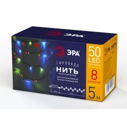 Светодиодная новогодняя гирлянда ЭРА ENIN-5M нить мультиколор 8 режимов | Гирлянды