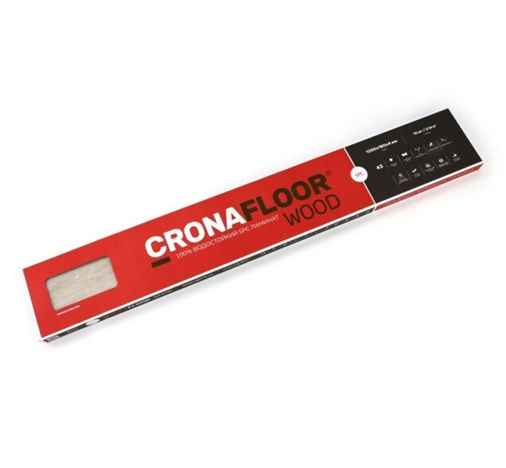 Кварцевый SPC ламинат Cronafloor Wood Дуб Серый 1220/180/4 мм.
