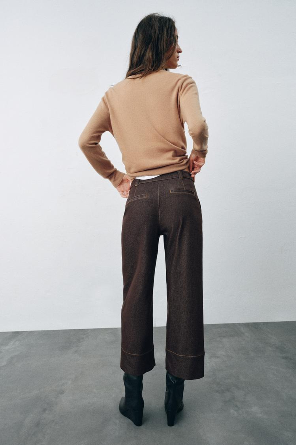 ZARA ДЖИНСЫ-КЮЛОТЫ Z1975 СО СРЕДНЕЙ ПОСАДКОЙ, КОРИЧНЕВЫЙ