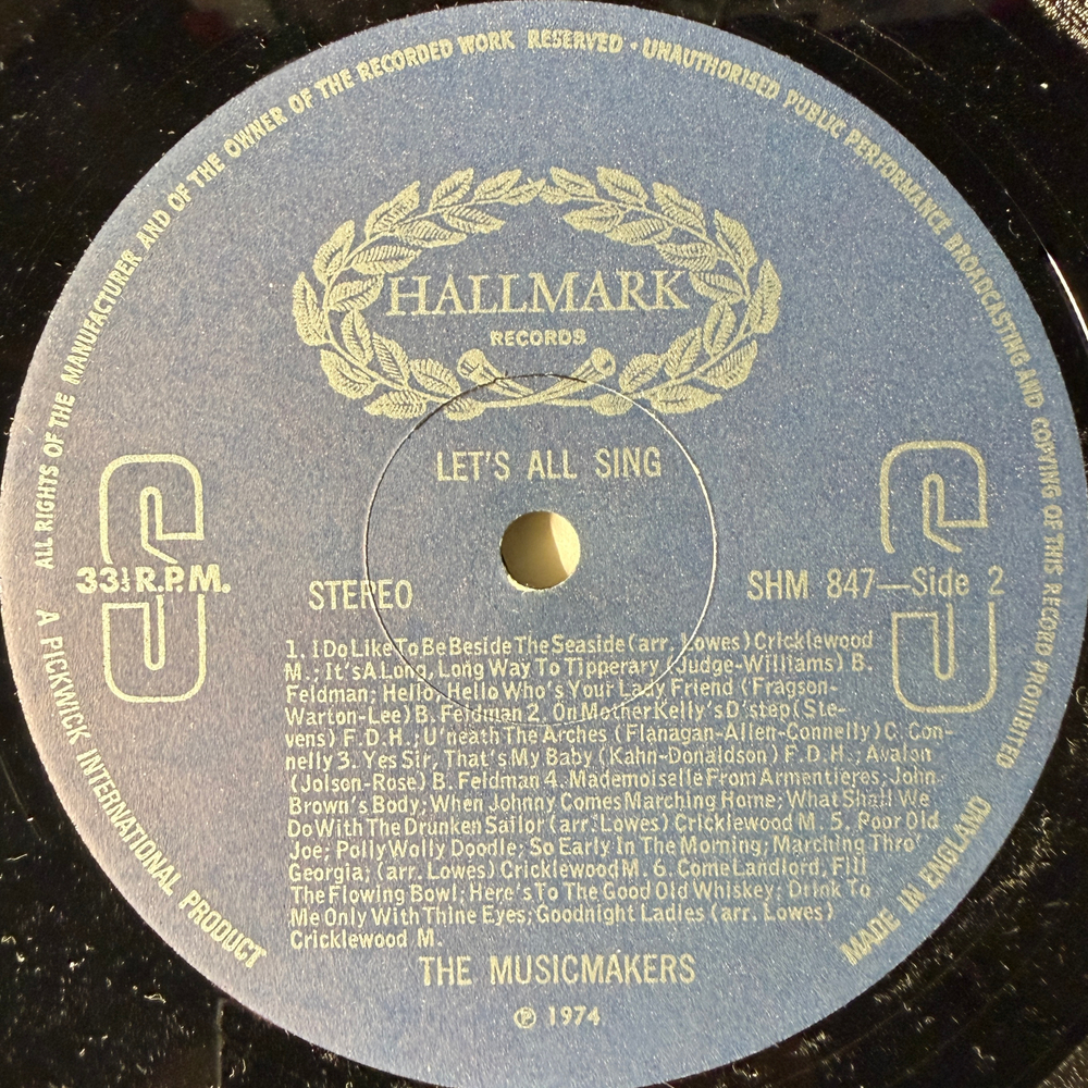 The Musicmakers ‎– Let's All Sing (Англия 1974г.)