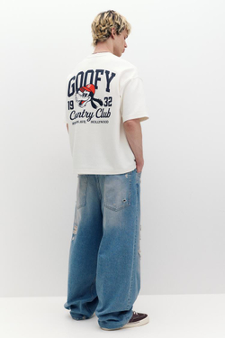 PULL&BEAR Футболка с принтом «Goofy», белый