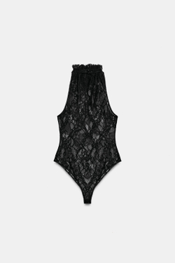 ZARA БОДИ-ХАЛТЕР ИЗ КРУЖЕВА, ЧЕРНЫЙ