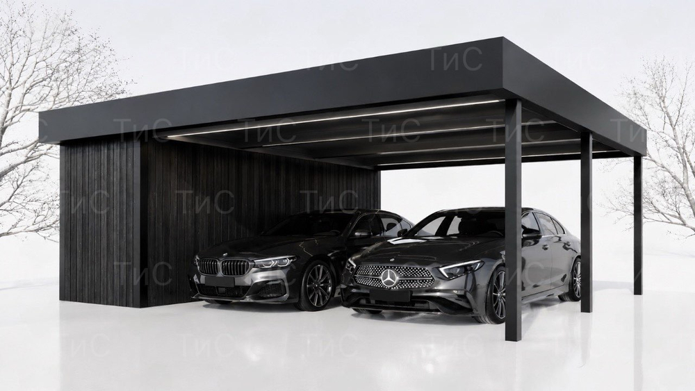 Автонавес для 2-х автомобилей 8,5м х 6,5м с хозблоком