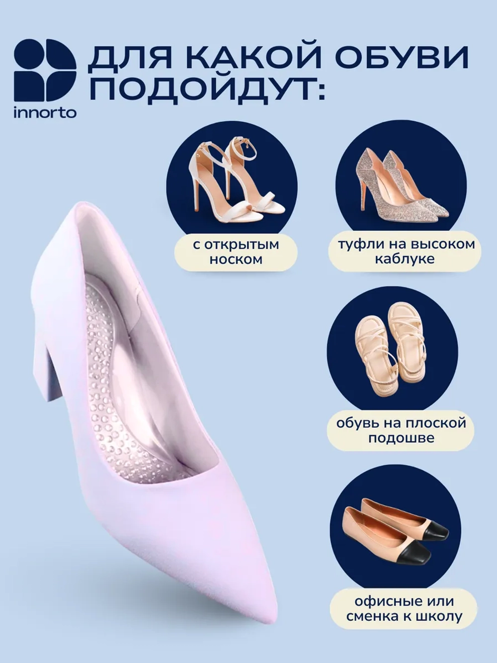 Стельки силиконовые для обуви на каблуках