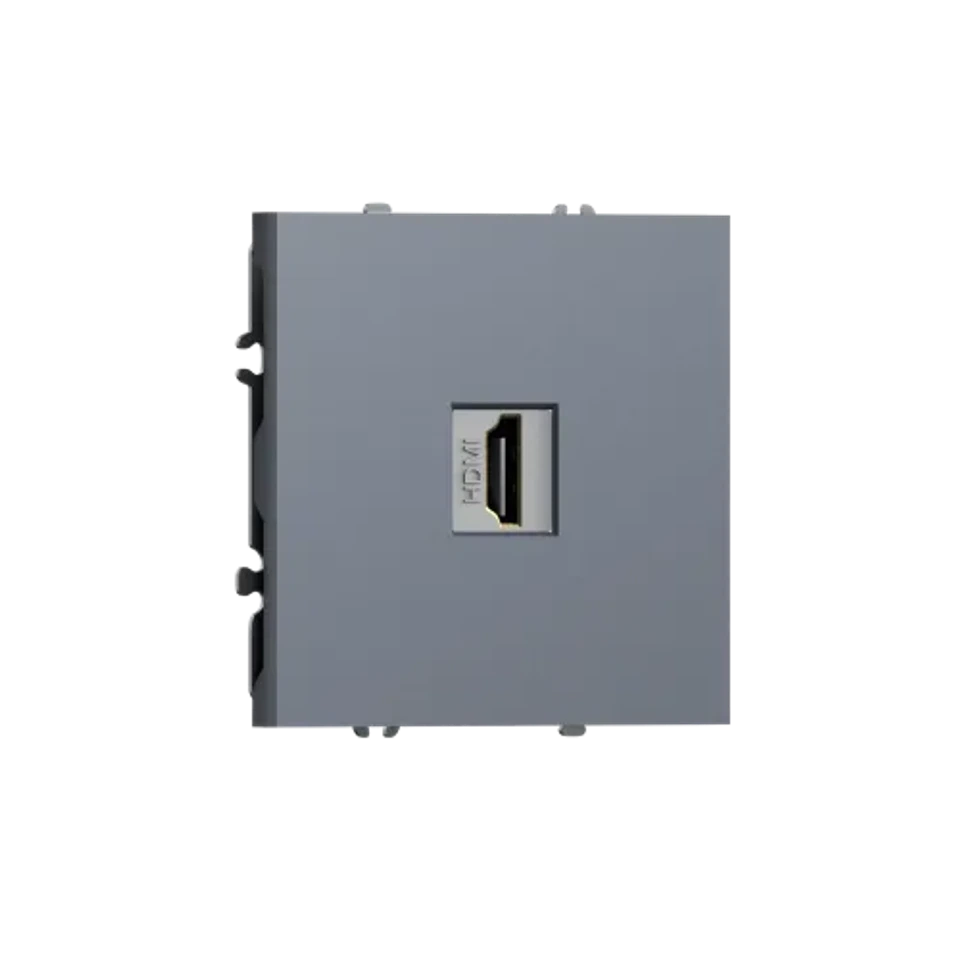 Розетка с разъёмом HDMI 2.0a, черный, сталь DONEL S08