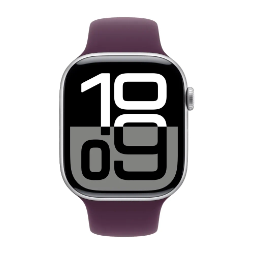 Умные часы Apple Watch Series 10 GPS, 46mm, Silver Aluminium Case with Sport Band S/M, Plum (Серебристый)
