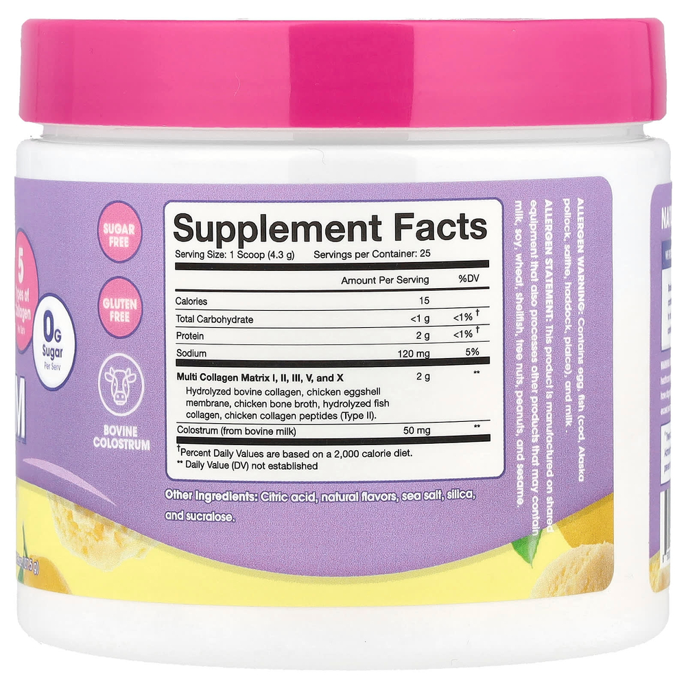 Obvi, Collagen Colostrum, лимонный сорбет, 107,5 г (3,8 унции)