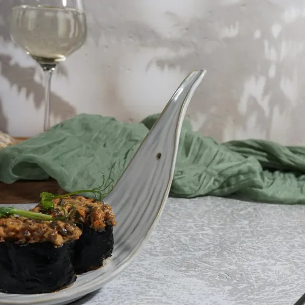 Блюдо для подачи 22*7,5 см h13 см для закусок Gray Leaf Frutti di Mare P.L. [1]