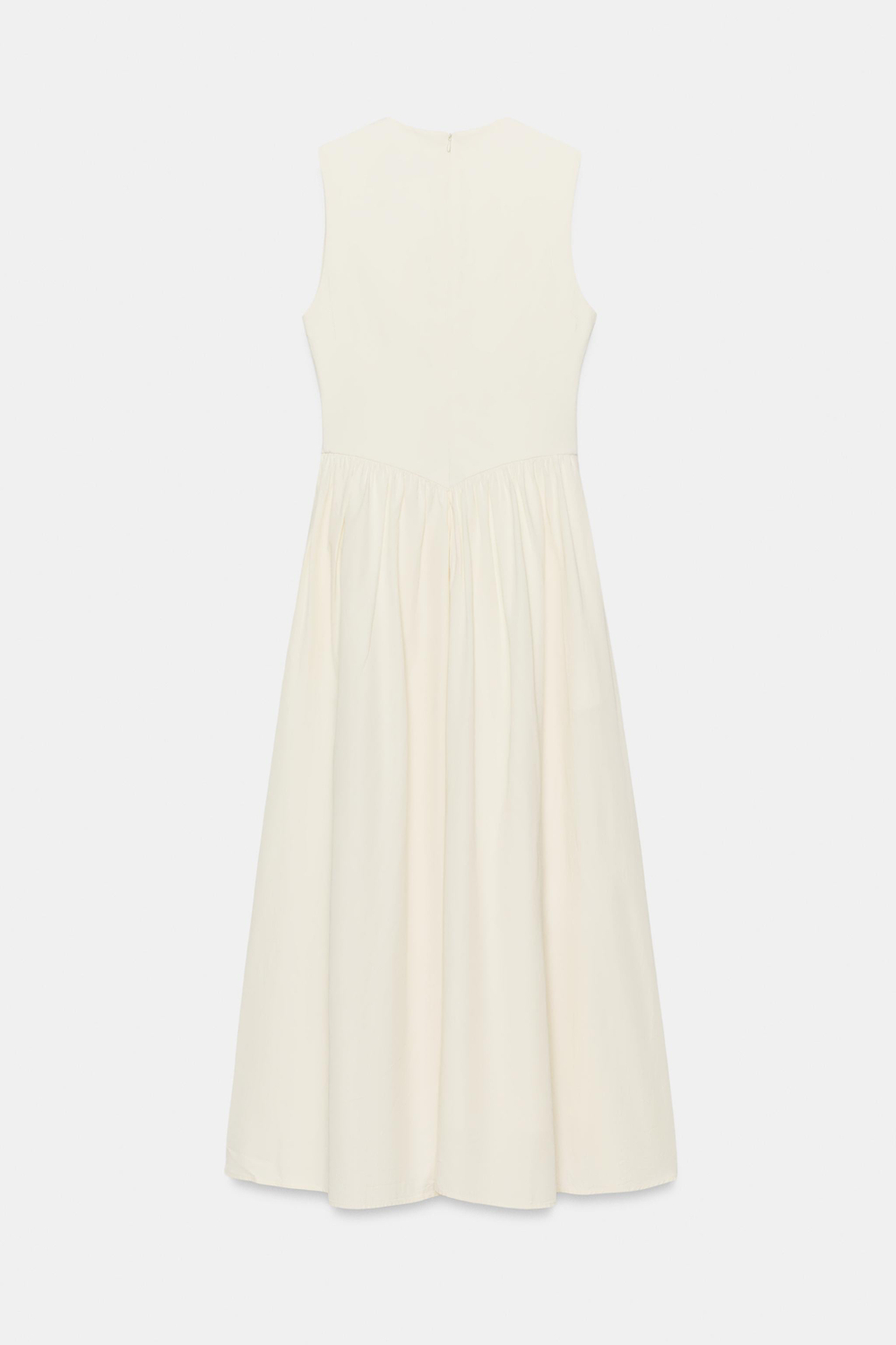 ZARA КОМБИНИРОВАННОЕ ПЛАТЬЕ МИДИ, ЭКРЮ