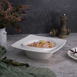 Салатник 400 мл 20*20 см h5,5 см с бортом Asymmetry белый фарфор NEW P.L. Proff Cuisine [3]