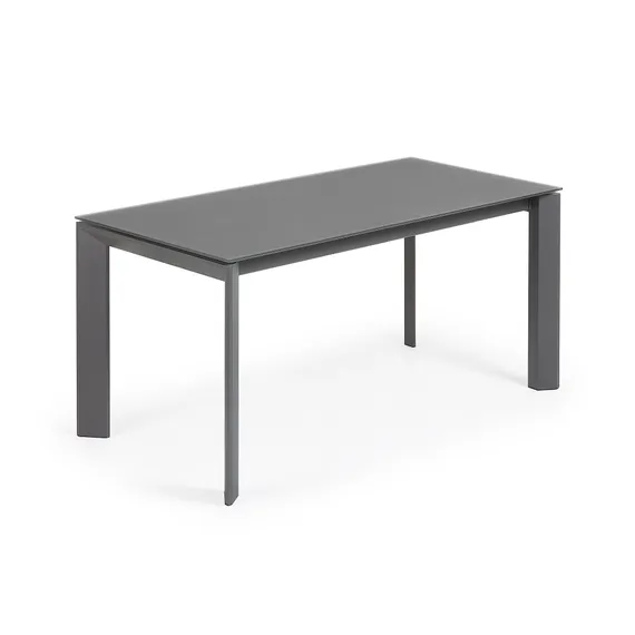 Раздвижной стол Axis 160-220x90 см, черное стекло, черный каркас
