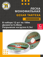Леска для рыбалки монофильная Pontoon21 Gexar Tartexa 0,28 мм (светло-серый) 3 шт по 100 м