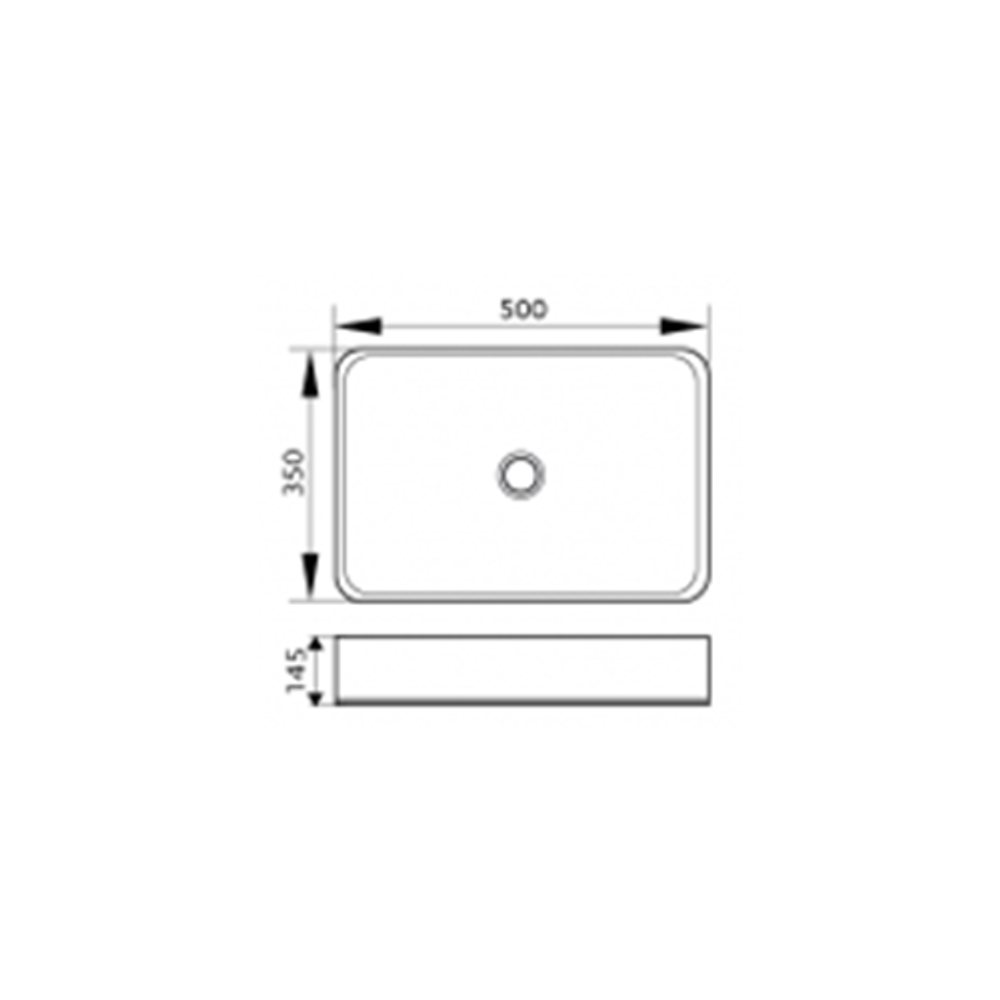Раковина накладная Black Rectangle, 50x35, прямоугольная, черный матовый, ST-BLACKRECTANGLE5805000-MOS