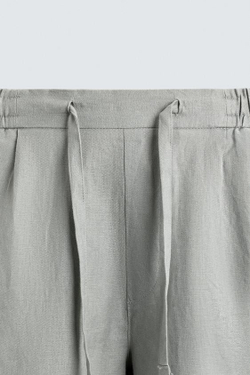 ZARA ШОРТЫ RELAXED FIT ИЗ 100% ЛЬНА, СВЕТЛО-СЕРЫЙ
