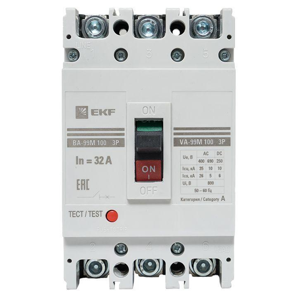 Выключатель автоматический 3п 100/32А 35кА ВА-99М PROxima EKF mccb99-100-32m