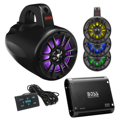 Комплект на таргу (4 колонки 4" с RGB + усил. BPS4B 4*94W)