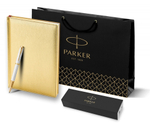 Подарочный набор: Ручка роллер Parker IM Premium T318 Pearl GT, цвет чернил черный и золотистый ежедневник с золотым срезом