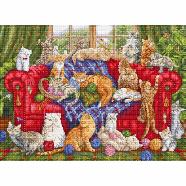 Набор для вышивания нитками LetiStitch L9946, Поместье Мяу 44х32см
