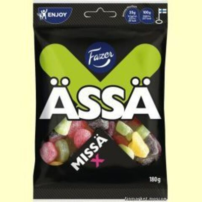 Конфеты Fazer "Assa Mises X tart" с фруктами и лакрицей 180 г (из Финляндии)