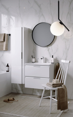 AQ ACC0535W Accent Пенал L/R подвесной, 350х1400х300 мм, 1 дверь, 4 полки, Белый глянец