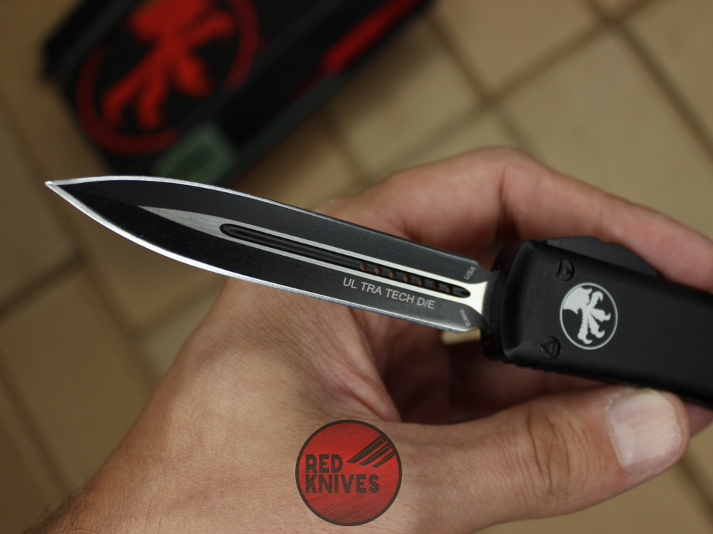 Нож Microtech Ultratech D/E - черная рукоять, кинжальный черный клинок + запчасти RK-384