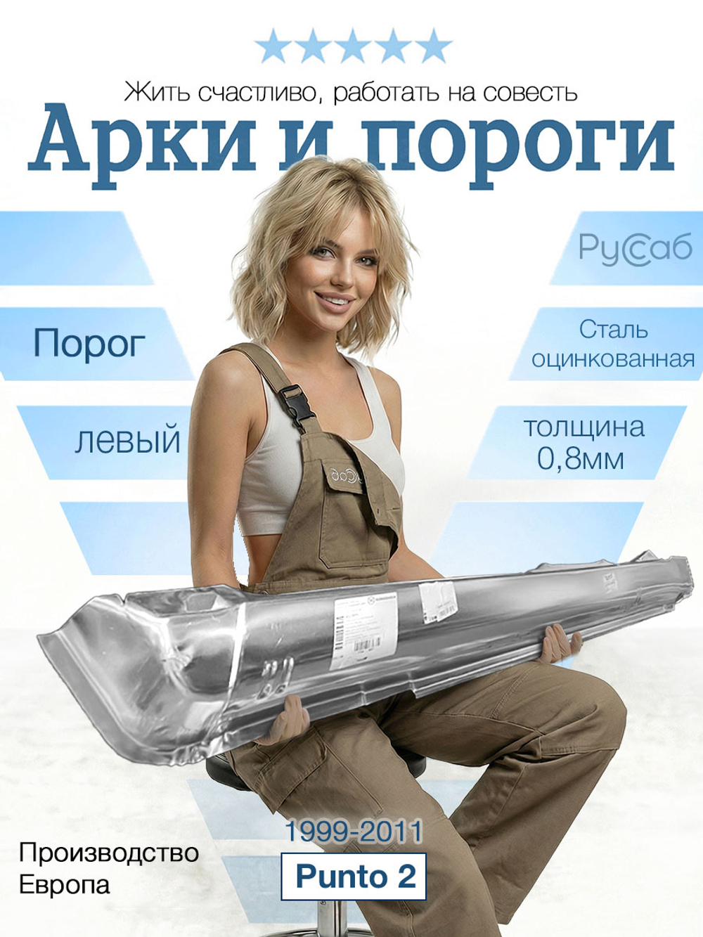 Порог левый Fiat Punto 2 1999-2011 (Klokkerholm)