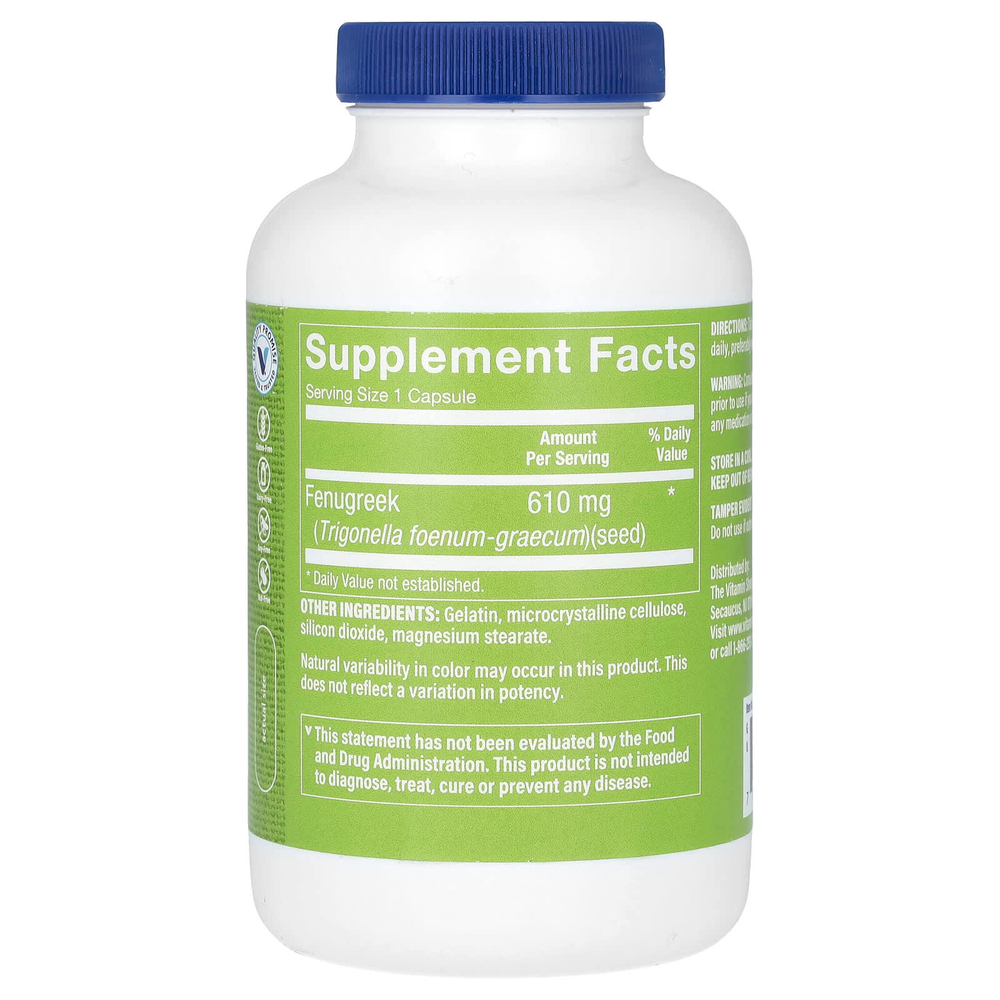 The Vitamin Shoppe, семена пажитника, 610 мг, 200 капсул