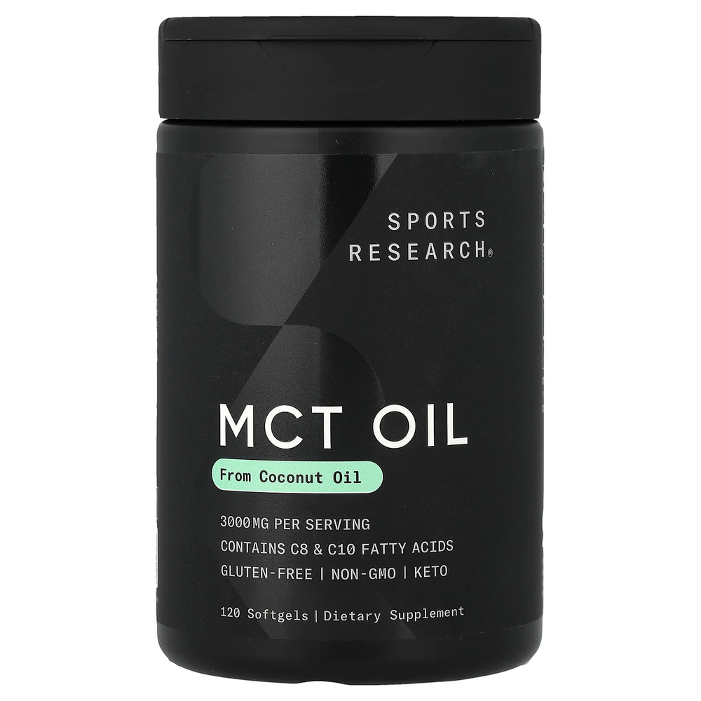 Sports Research, масло MCT, 120 капсул (1000 мг в 1 капсуле)