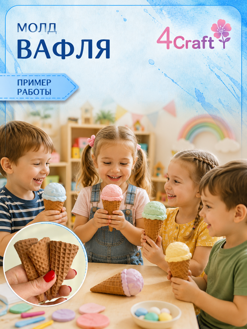 Молд Силиконовый лист для оттиска вафли для рожка