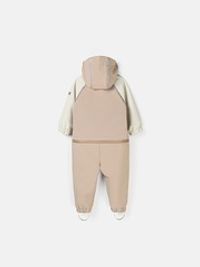 Комбинезон Softshell Колор-блок "Латте" с варежками 0+