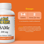 Natural Factors, SAMe, 200 мг, 60 таблеток медленного высвобождения