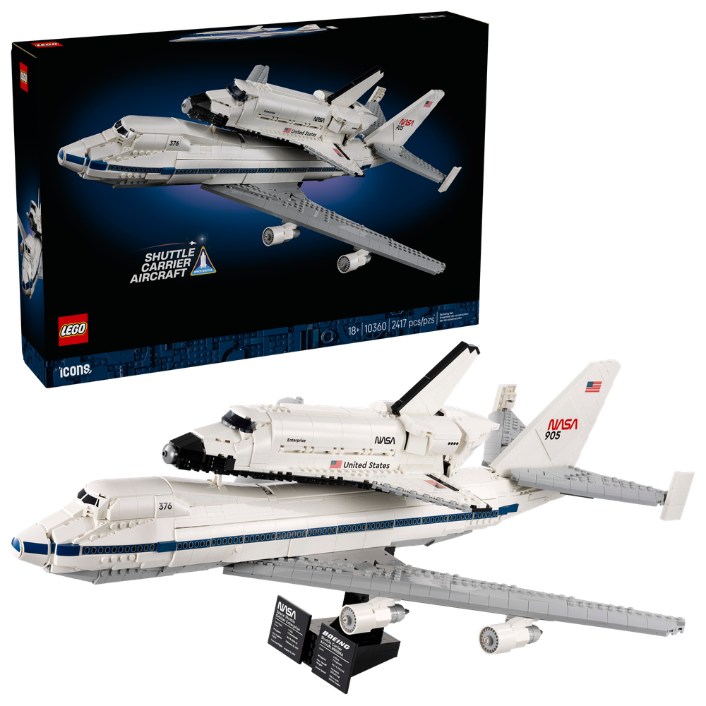 Конструктор Лего айконс Шаттл-авианосец 10360 | LEGO Icons Shuttle Carrier Aircraft | масштабная модель 2417 деталей 18+