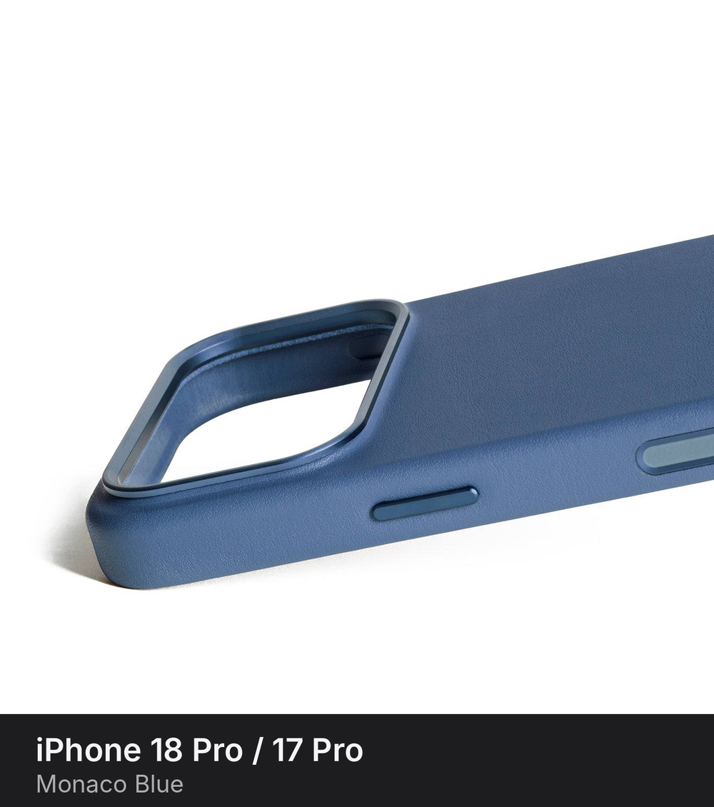 Чехол Mujjo Leather Case для iPhone 18 Pro / 17 Pro Monaco Blue