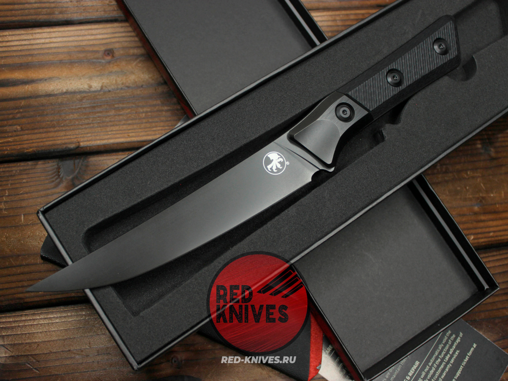 Кухонный нож Microtech Boning кастом - клинок DLC, больстеры титан, рук. Carbon