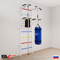 Шведская стенка Sv Sport усиленная 6703 (Турник стандарт/Брусья/Канат/Цепь/Мешок 30кг)