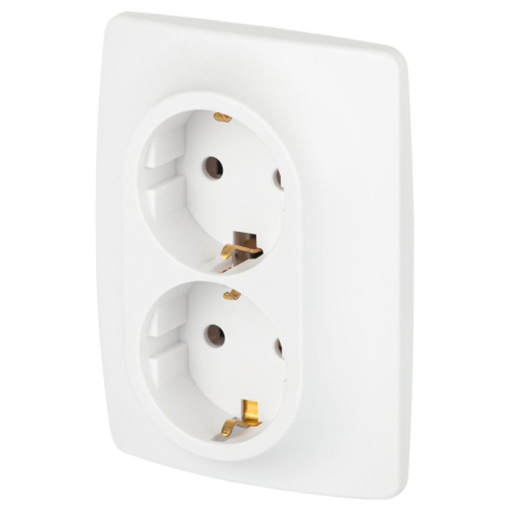 Розетка ЭРА Серия 12 12-2106-01М 2X2P+E Schuko 16А-250В белый матовый | Эра 12