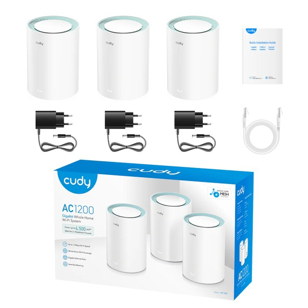 Cudy M1300 Wi-Fi Mesh-система AC1200 3-Pack